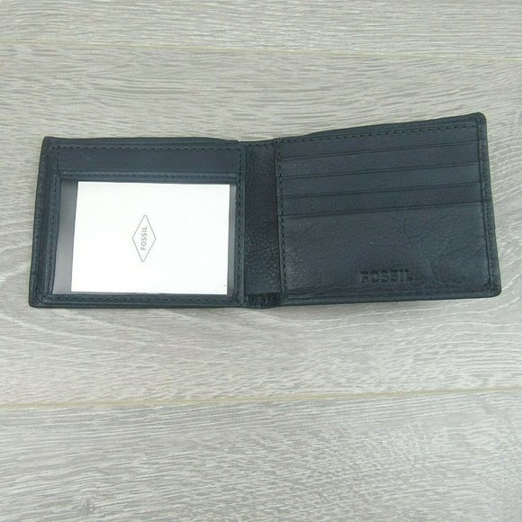 Fossil Lufkin Traveler Leather Deep Indigo Men's Wallet NEW - Picture 3 of 12